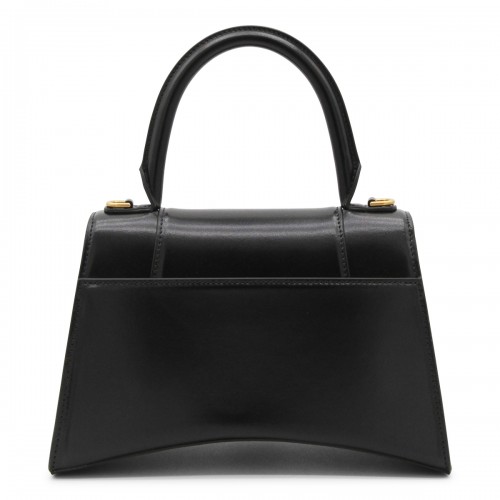 BLACK LEATHER HOURGLASS HANDLE BAG