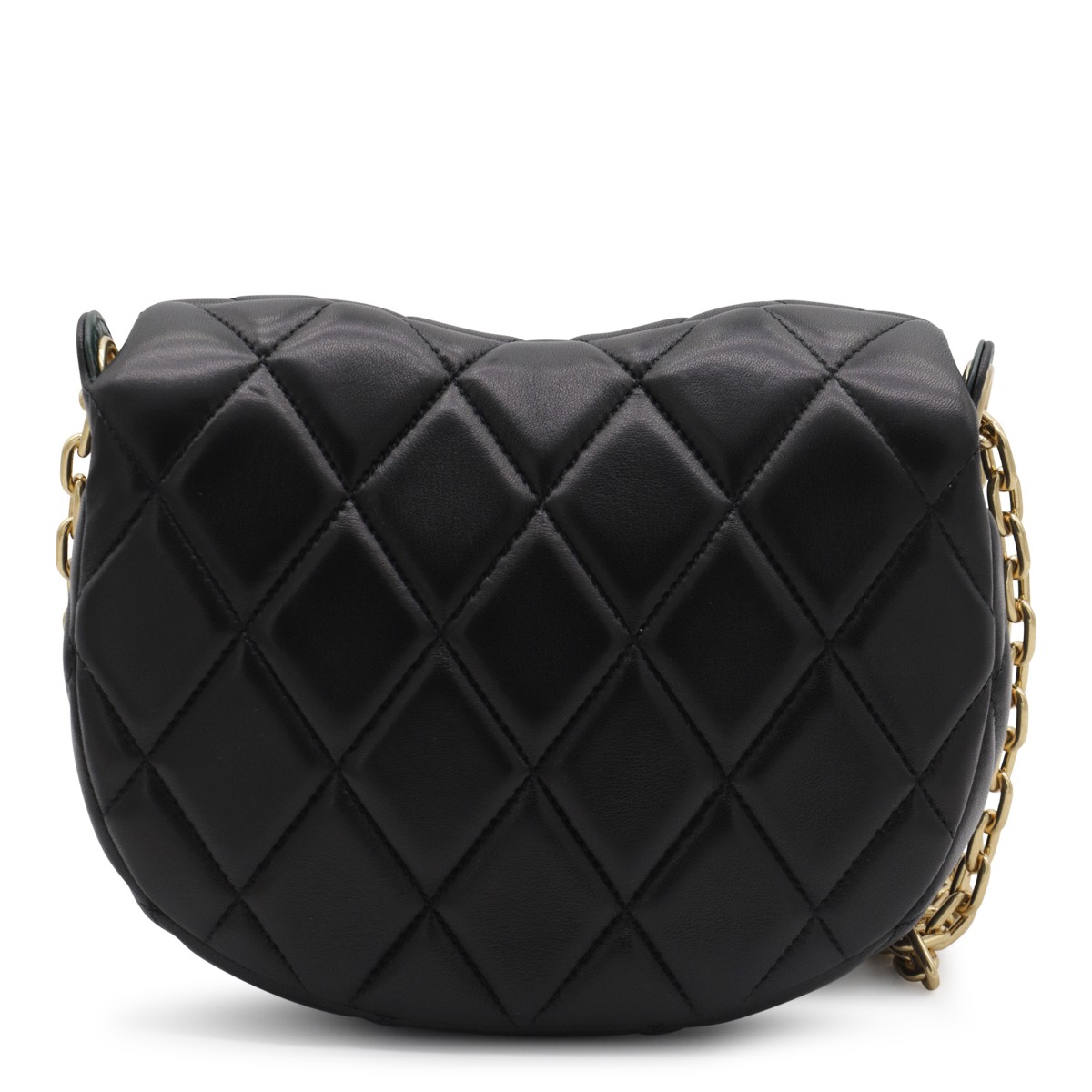 BLACK LEATHER CHAIN ROCKING SHOULDER BAG BLACK LEATHER CHAIN ROCKING SHOULDER BAG