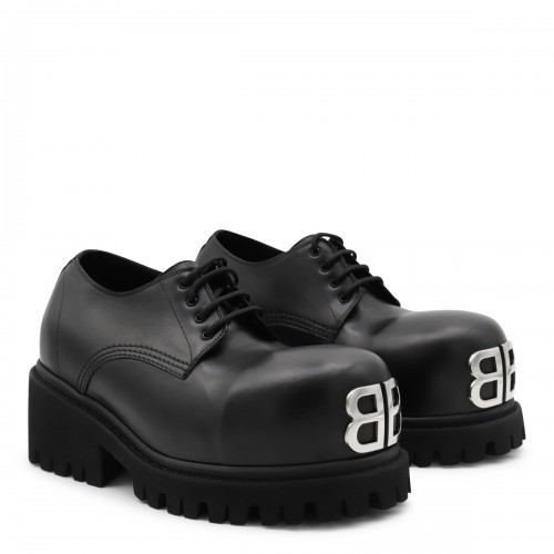 BLACK LEATHER LACE UP SHOES