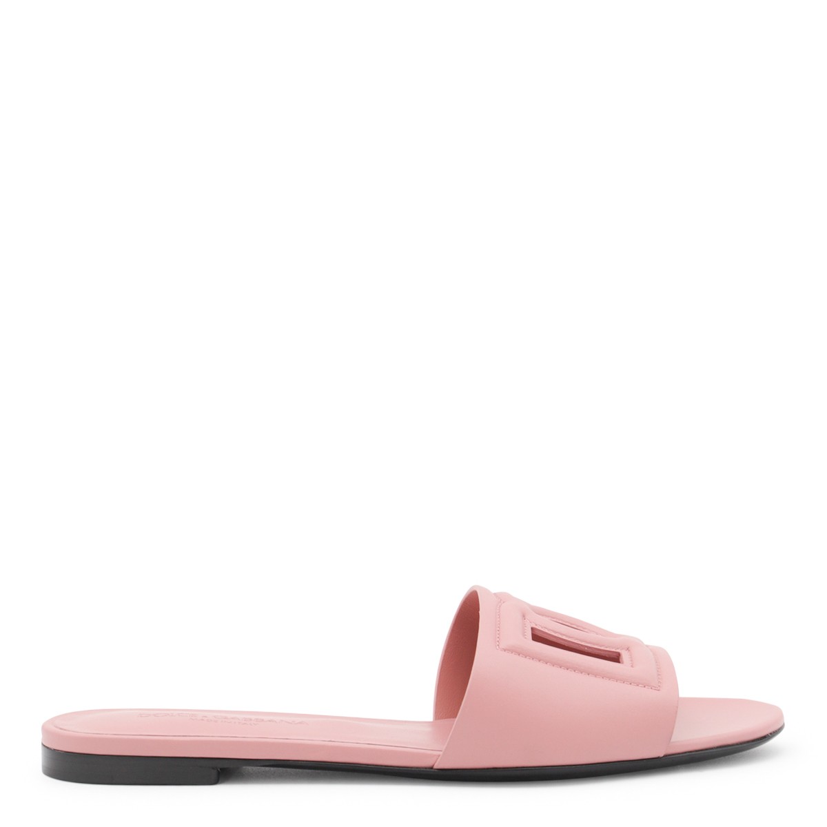 PINK LEATHER DG MILLENNIALS SLIDES