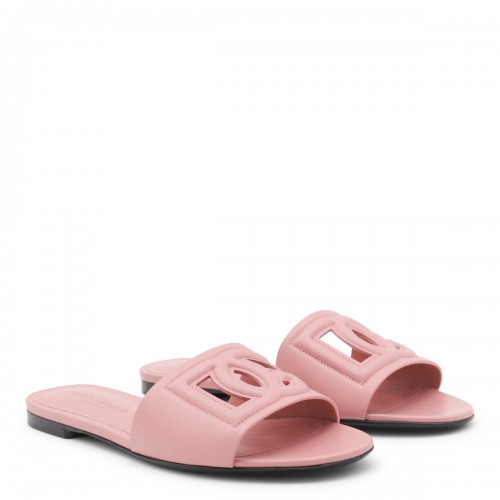 PINK LEATHER DG MILLENNIALS SLIDES