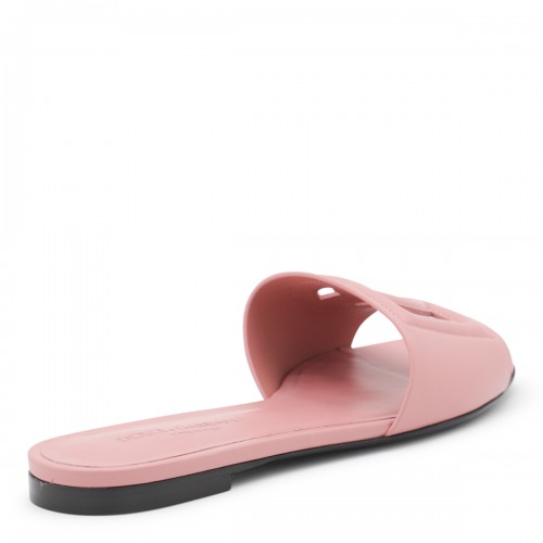 PINK LEATHER DG MILLENNIALS SLIDES