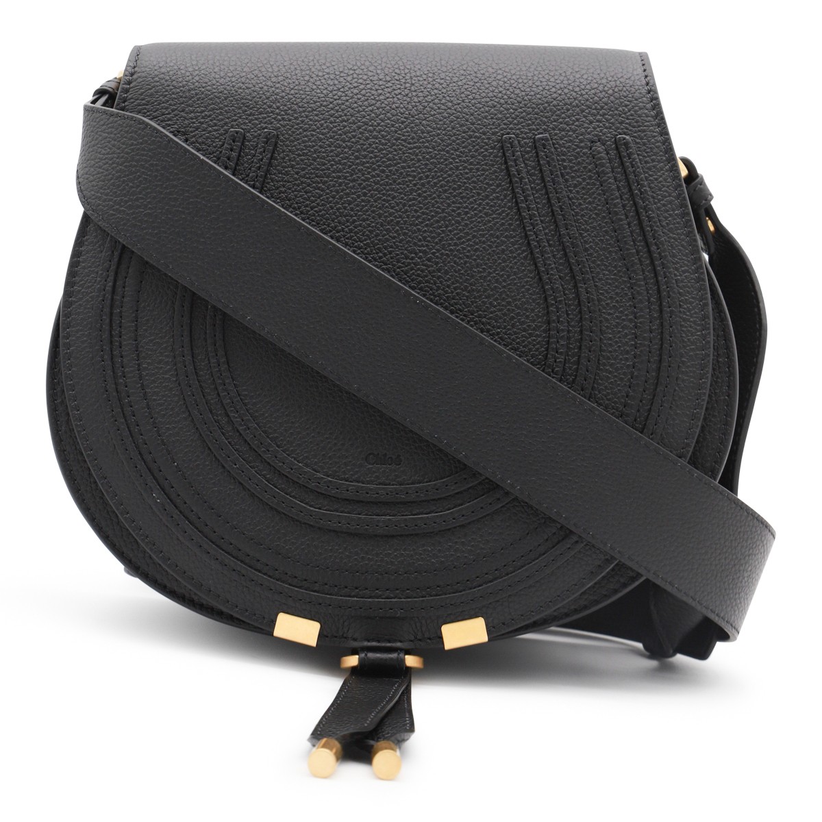 BLACK LEATHER MARCIE SHOULDER BAG