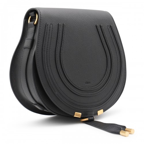 BLACK LEATHER MARCIE SHOULDER BAG