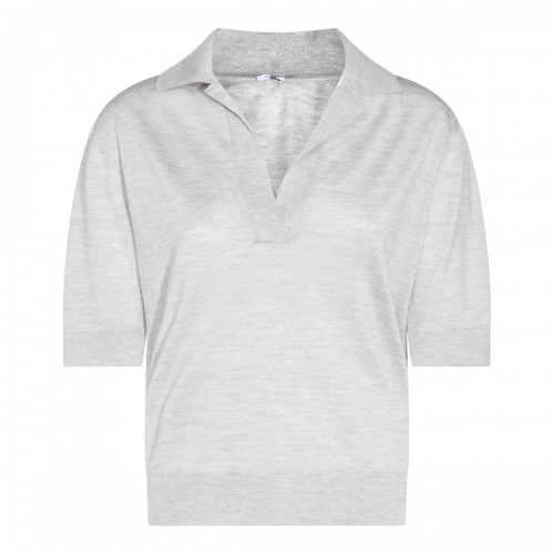 GREY WOOL POLO SHIRT