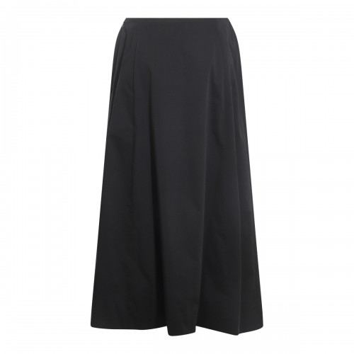 BLACK COTTON MIDI SKIRT