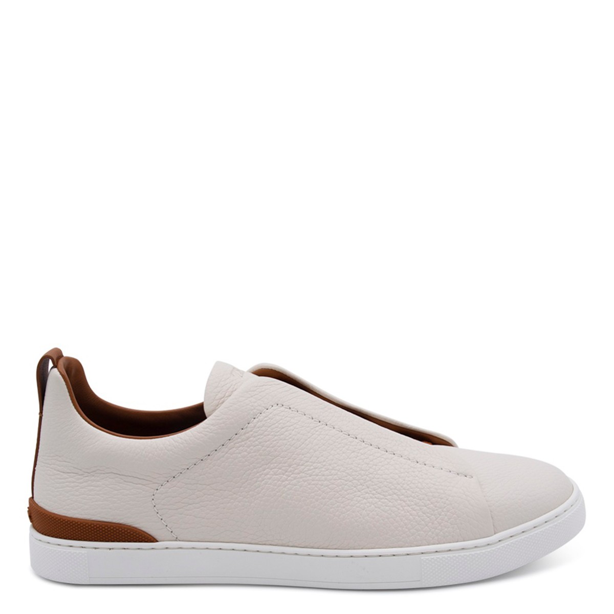 BEIGE AND BROWN LEATHER SNEAKERS