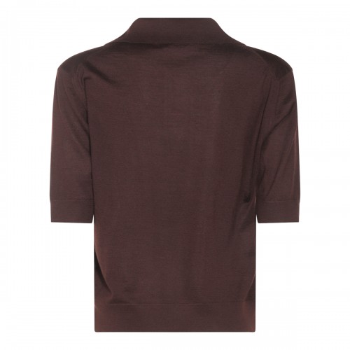 DARK BROWN WOOL POLO SHIRT