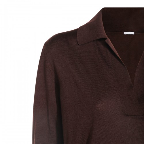 DARK BROWN WOOL POLO SHIRT