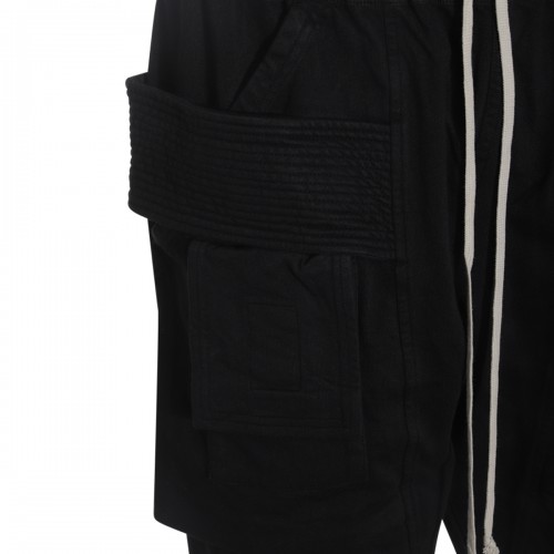 BLACK COTTON CREATCH CARGO PANTS