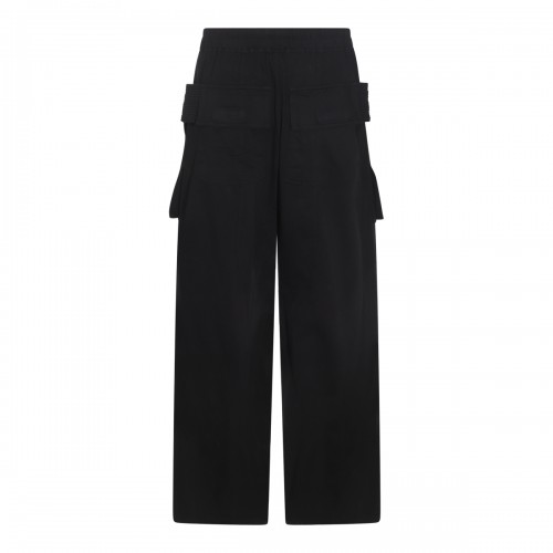 BLACK COTTON CREATCH WIDE CARGO PANTS