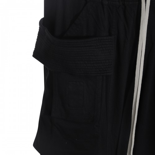 BLACK COTTON CREATCH WIDE CARGO PANTS