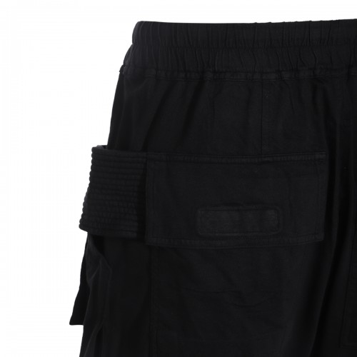 BLACK COTTON CREATCH WIDE CARGO PANTS