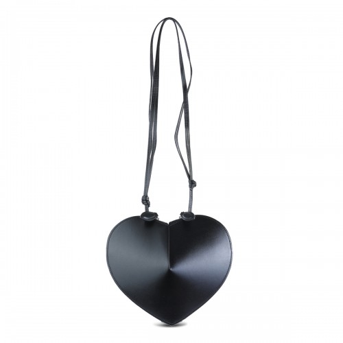 BLACK LEATHER COEUR SHOULDER BAG