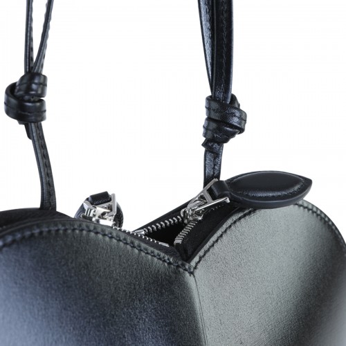 BLACK LEATHER COEUR SHOULDER BAG