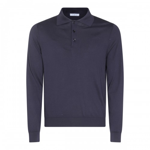 BLUE COTTON POLO KNITWEAR