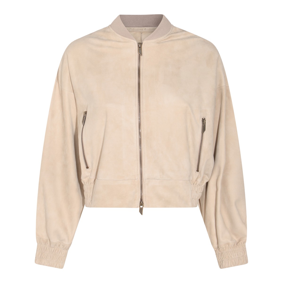 BEIGE LEATHER CASUAL JACKET