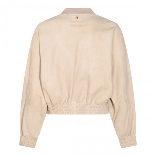 BEIGE LEATHER CASUAL JACKET