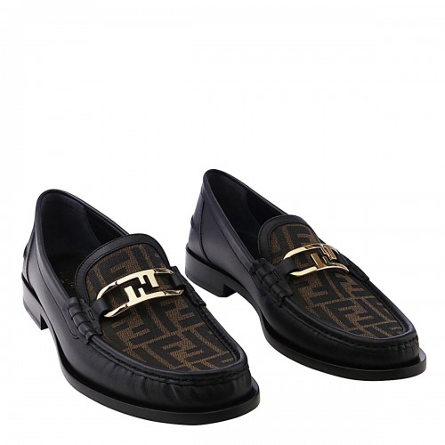 BLACK AND BROWN LEATHER LOAFERS