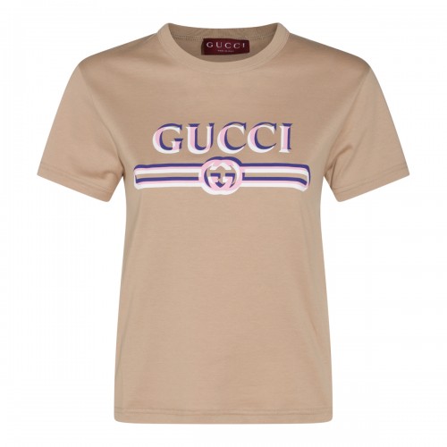 BEIGE MULTICOLOUR COTTON T-SHIRT