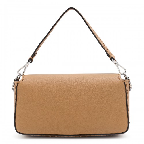 BEIGE LEATHER BAGUETTE SHOULDER BAG