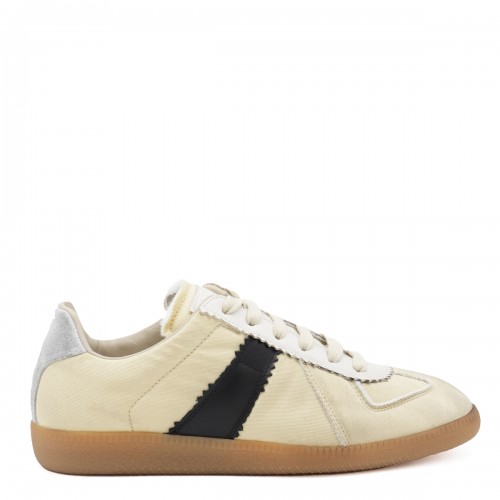 BLACK AND BEIGE LEATHER SNEAKERS