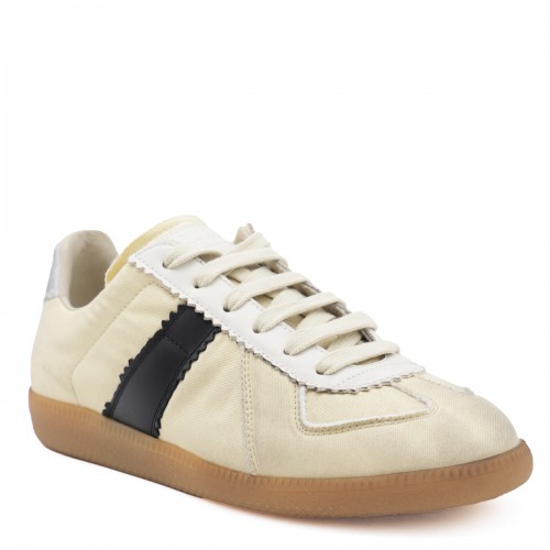 BLACK AND BEIGE LEATHER SNEAKERS