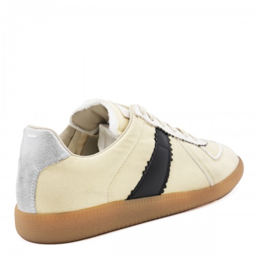 BLACK AND BEIGE LEATHER SNEAKERS