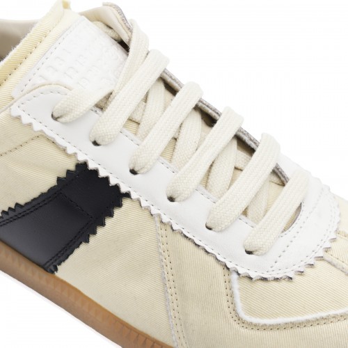 BLACK AND BEIGE LEATHER SNEAKERS