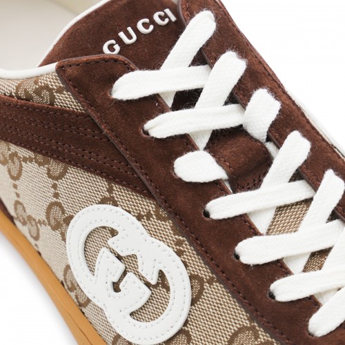 BEIGE AND BROWN LEATHER SNEAKERS