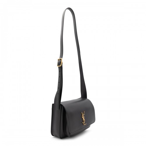 BLACK LEATHER BISACCIA NIKI SHOULDER BAG