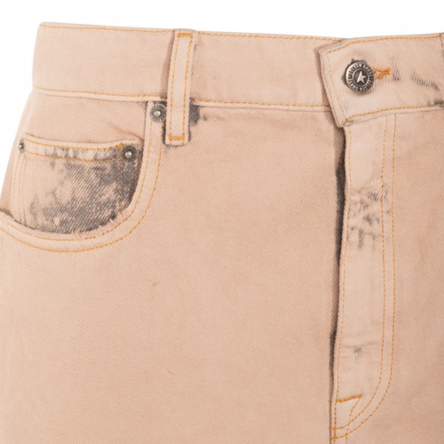 BEIGE COTTON DENIM JEANS