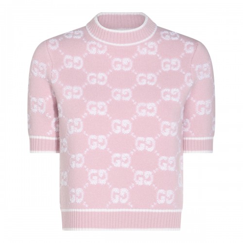 LIGHT PINK AND WHITE WOOL JUMPER