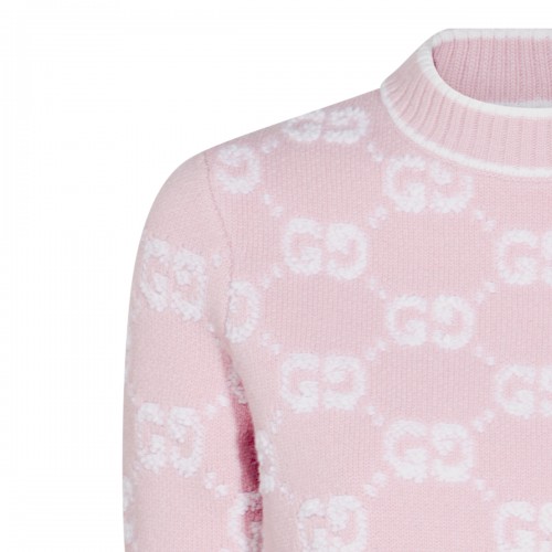 LIGHT PINK AND WHITE WOOL JUMPER