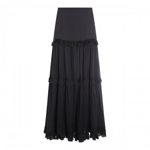 BLACK SILK MAXI SKIRT