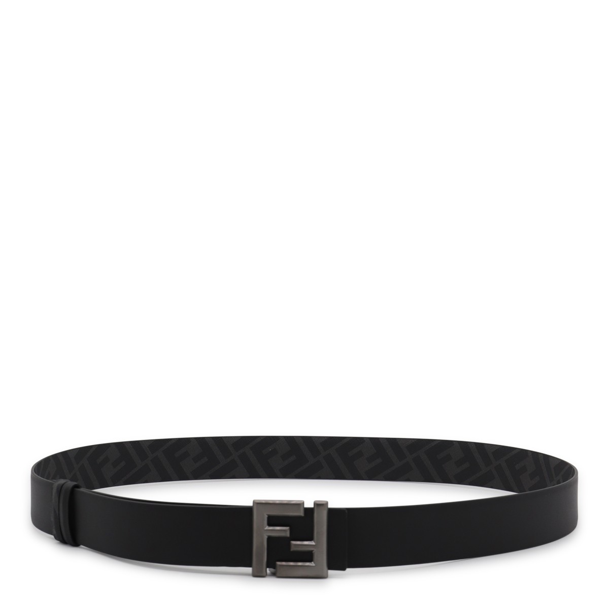 BLACK AND GREY LEATHER BELT