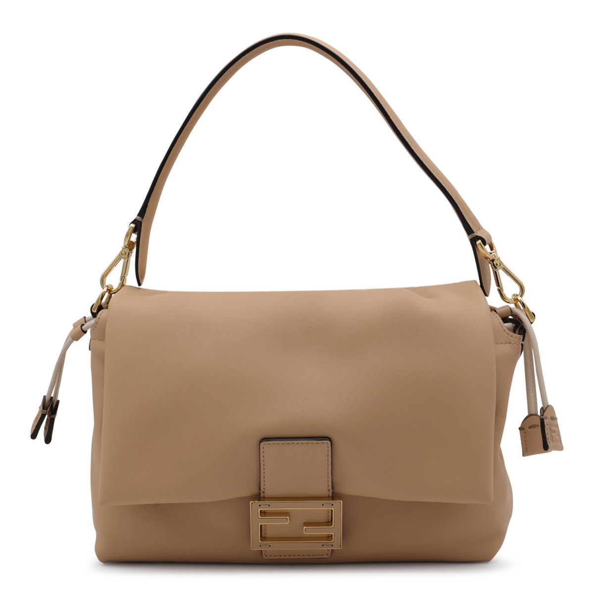 BEIGE LEATHER MAMMA BAGUETTE MEDIUM SHOULDER BAG