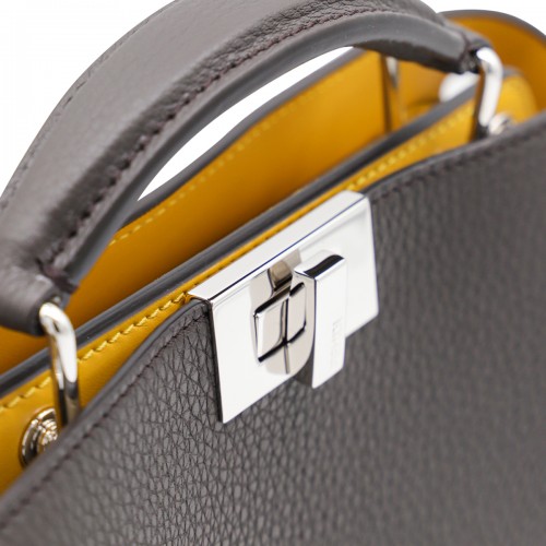 DARK BROWN PEEKABOO ISSEU SMALL TOP HANDLE BAG