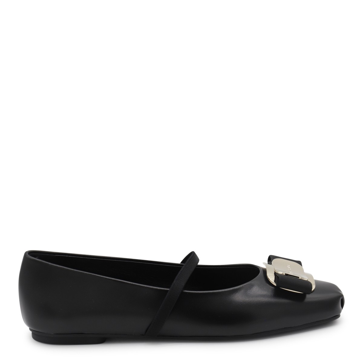 BLACK LEATHER FLATS