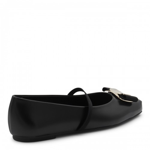 BLACK LEATHER FLATS