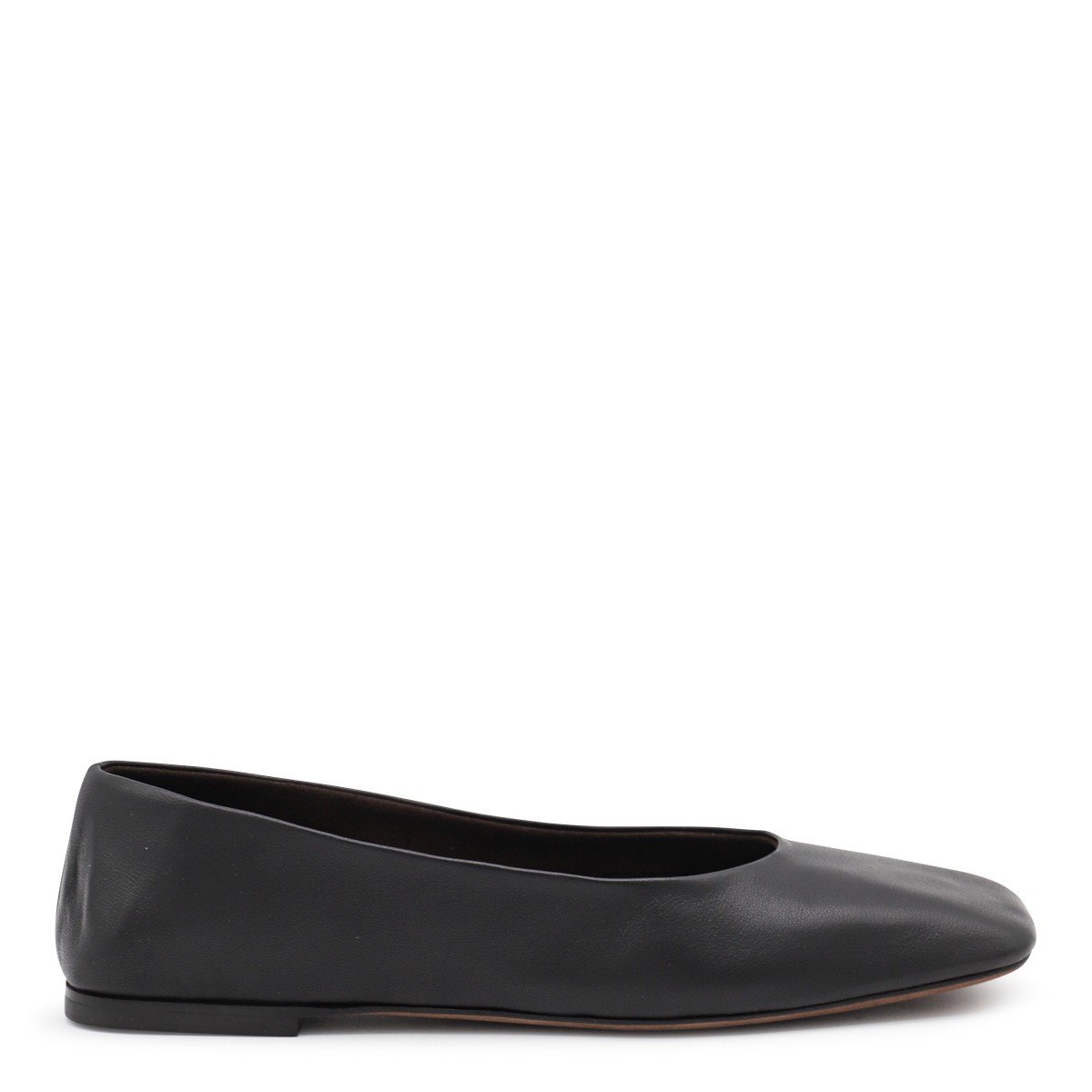 BLACK LEATHER FLATS