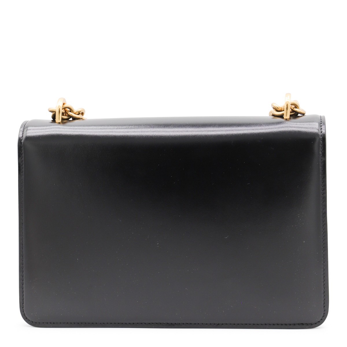 BLACK LEATHER VAIN SHOULDER BAG