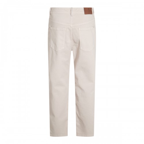 BEIGE COTTON DENIM JEANS