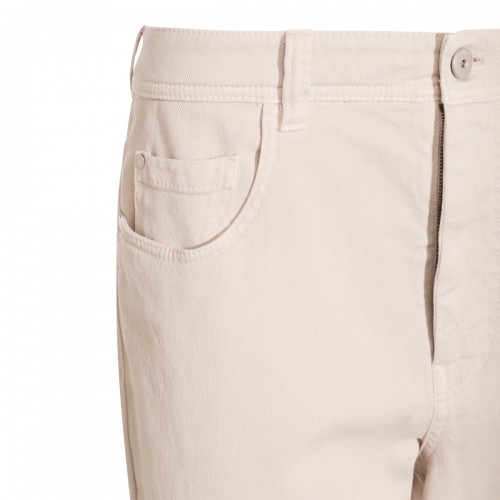 BEIGE COTTON DENIM JEANS