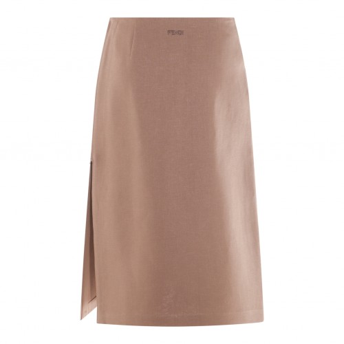 PINK LINEN MIDI SKIRT 2