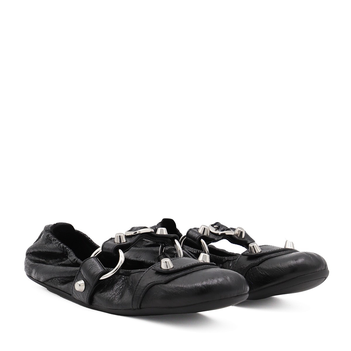 BLACK LEATHER FLATS