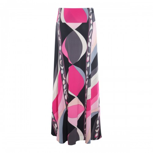 MULTICOLOR VISCOSE MIDI SKIRT