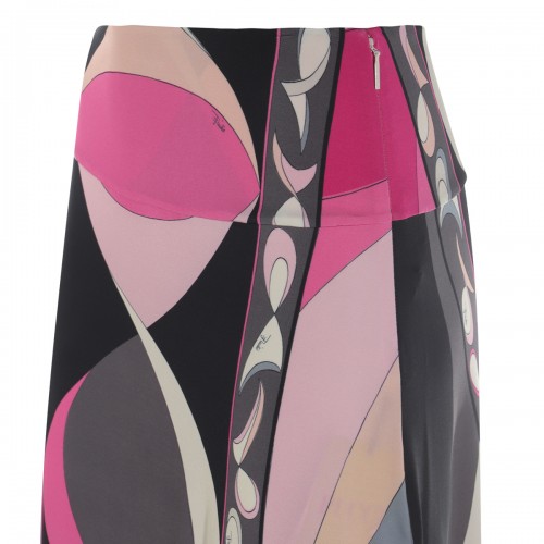MULTICOLOR VISCOSE MIDI SKIRT