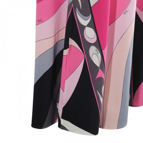 MULTICOLOR VISCOSE MIDI SKIRT