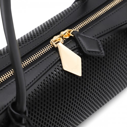 BLACK LEATHER TECKEL MEDIUM TOTES
